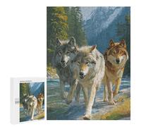 Puzzle 500 PCS Wolf Pack Wilderness Scene Puzzles pour Adolescents - Anti-Stress - Défi Éducatif - Idée Cadeau Et Anniversaire Unique 500 PCS