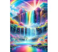 Puzzle 500 pièces,52x38 cm Puzzles pour Adultes,Jeux éducatif Puzzles Classiques Défi Jouets Cadeaux pour Puzzle de Décoration Familiale - Paysage de Cascade Arc-en-Ciel