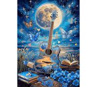 Puzzle 500 pièces,52x38 cm Puzzles pour Adultes,Jeux éducatif Puzzles Classiques Défi Jouets Cadeaux pour Puzzle de Décoration Familiale - Guitare Fleur Papillon