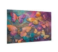 Puzzle 500 Pièces Abstrait Puzzle Adultes Papillon Motif avec avec Boîte Cadeau, DIY Wooden Puzzl Enjoy Activités de défi Familial pour Tableau Decoration Murale,Cadeau Homme/Femme 52 x 38 cm -1201Y