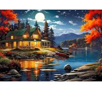 Puzzle 500 Pièces Adultes Chalet Lac 52 x 38 cm, Jeux éducatif, Divertissement Créatif, Puzzle Classique, Jeu Difficile Puzzles 500 Pièces