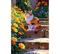 Puzzle 500 Pieces Adultes Chat Fleur 52x38 cm, Examinez Les pièces, Découvrez Les Indices et Résolvez l'enquête, Puzzle Adulte 500 Pièces