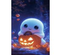 Puzzle 500 Pieces Adultes Citrouille Fantôme Mignon 52x38 cm, Examinez Les pièces, Découvrez Les Indices et Résolvez l'enquête, Puzzle Adulte 500 Pièces