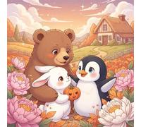 Puzzle 500 Pièces Adultes Fleurs Animaux Lapin Pingouin, Jeu éducatif Défi Jouets Divertissement Créatif, Puzzle Adulte 500 Pieces 45x45 cm