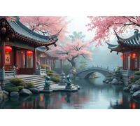 Puzzle 500 pièces Adultes, Jardins Traditionnels Puzzle Classiques 500 pièces, 52x38cm Puzzles Impossible Difficile avec Poster, Magnifique Décoration Puzzle et Cadeaux Relaxant
