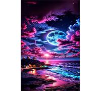 Puzzle 500 Pieces Adultes Lune Paysage Océanique, Puzzle Impossible Difficile et Stimulant Parfait pour Les Amateurs de Puzzles Cadeau Stimulant pour Hommes Femmes Plus âgés 52 x 38 cm