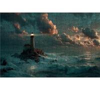 Puzzle 500 Pieces Adultes Mer, Puzzle 500 Pièces Bois DIY Adulte Phare, Puzzle Classiques Compact Box pour Tableau Decoration Murale Cadeau Femme 55x40 CM RXPT-2342