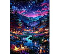 Puzzle 500 Pieces Adultes Paysage Cabane Bord Rivière 52x38 cm, Examinez Les pièces, Découvrez Les Indices et Résolvez l'enquête, Puzzle Adulte 500 Pièces