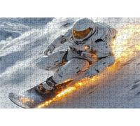 Puzzle 500 Pieces Adultes Ski, Puzzle 500 Pièces Bois DIY Adulte Astronaute, Puzzle Classiques Compact Box pour Tableau Decoration Murale Cadeau Femme 40 x 55cm RXPT-342