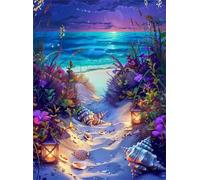 Puzzle 500 Pièces Adultes Vue Nocturne sur la Plage 52x38cm 500 Pièces Puzzles pour Adultes Jeu éducatif défi Jouet, Puzzle Impossible pour Toute la Famille