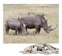 Puzzle 500 pièces « Africa Wild Rhino Safari » pour Adultes et Adolescents, en Bois, Jeu éducatif, 500 pièces (52 x 38 cm).