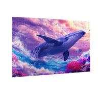 Puzzle 500 Pièces Animal Puzzle Adultes Dauphin Motif avec Avec Boîte Cadeau, DIY Wooden Puzzl Enjoy Activités de défi Familial pour Tableau Decoration Murale, Cadeau Homme/Femme 52 x 38 cm -152Y