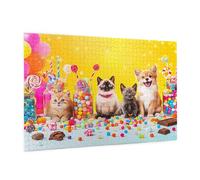 Puzzle 500 Pièces Animal Puzzle Adultes Faire La Fête Motif avec avec Boîte Cadeau,DIY Wooden Puzzl Enjoy Activités de défi Familial, Tableau Decoration Murale,Cadeau Homme/Femme 52 x 38 cm -1375Y