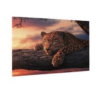 Puzzle 500 Pièces Animal Puzzle Adultes Léopard Motif avec Avec Boîte Cadeau, DIY Wooden Puzzl Enjoy Activités de défi Familial pour Tableau Decoration Murale, Cadeau Homme/Femme 52 x 38 cm -135Y