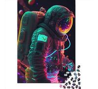 Puzzle 500 pièces Astronaute Néon 9 Cases pour Adultes, Jeu éducatif en Bois pour Enfants (500 pièces, 52 x 38 cm)