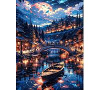 Puzzle 500 pièces Bateau fluvial à la Campagne Puzzles pour Adultes Jeux d'activités Familiales,Puzzle à Faire Soi-même pour Décoration Murale de la Maison