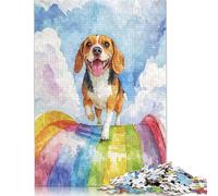 Puzzle 500 pièces Beagle Rainbow Bridge pour Adolescents, Puzzle pour Adultes, Casse-tête pour Adultes, 500 pièces (52 x 38 cm)