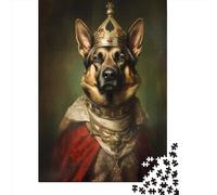 Puzzle 500 pièces Berger Allemand Roi Puzzles pour Adultes Puzzles en Bois Jeu Défi 500pcs (52x38cm)