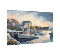 Puzzle 500 Pièces Bord De Spiaggia Puzzle Adultes Ville Motif avec avec Boîte Cadeau,DIY Wooden Puzzl Enjoy Activités de défi Familial, Tableau Decoration Murale,Cadeau Homme/Femme 52 x 38 cm -435Y