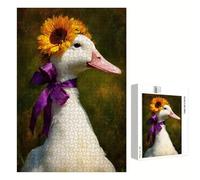 Puzzle 500 Pièces - Canard & Tournesol - Puzzle en Bois Durable avec Lettres au Dos - Jeu sans Poussière avec Affiche - Modèle pour Collectionneurs et 14 Ans et Plus (52 x 38 cm) P3#874