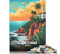 Puzzle 500 pièces Cape Coast Ghana Voyage Puzzles pour Adultes Puzzles en Bois Difficile à Terminer mais Amusant et Humoristique 500 pièces (52 x 38 cm)