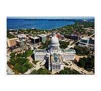 Puzzle 500 pièces, Capitole de l'État du Wisconsin, Madison, États-Unis, Amérique, Jeu, œuvre d'art, Souvenir de Voyage, 52 x 38 cm
