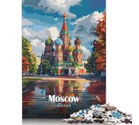 Puzzle 500 pièces Cathédrale Basile Moscou Puzzle pour adultes et puzzle en bois Convient pour 18 ans et plus Jeu de puzzle amusant 500 pièces (52 x 38 cm)