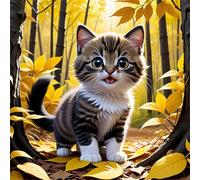 Puzzle 500 pièces,Chat des Bois d'automne Puzzle Adulte,Divertissement créatif,Puzzles Classiques pour Adultes et Enfants à partir de 14 Ans,Décoration Murale Artistique