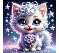 Puzzle 500 pièces,Chat Mignon avec Bouquet Puzzles pour Adultes,Jeux éducatifs,Puzzles Artistiques à Faire Soi-Même idéal pour la Décoration Intérieure et Les Cadeaux