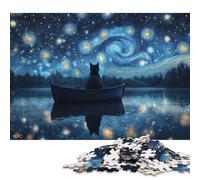 Puzzle 500 pièces Chat sous la Nuit étoilée pour Adultes Puzzle Puzzle pour Adultes Jouets éducatifs 500 pièces (52 x 38 cm)