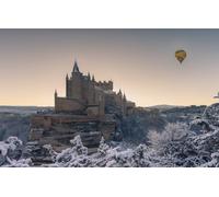 Puzzle 500 pièces, Château de Hohenzollern et montgolfière en Hiver, Cadeau Unique pour Anniversaire et Noël, 52 x 38 cm