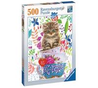 Puzzle 500 pièces - Chaton dans une tasse - Ravensburger - Animaux - Mixte - A partir de 10 ans