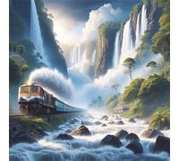 Puzzle 500 pièces,Chutes d'eau rivières Trains Puzzle Adulte,Divertissement créatif,Puzzles Classiques pour Adultes et Enfants à partir de 14 Ans,Décoration Murale Artistique