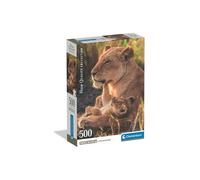 Puzzle 500 pièces Clementoni Compact Feline Love 49 x 36 cm avec poster Tons chauds