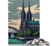 Puzzle 500 pièces Cologne Pixel Art Puzzles carrés créatifs pour Adultes et Puzzles en Bois Jeu Stimulant 500 pièces (52 x 38 cm)