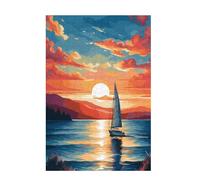 Puzzle 500 Pieces Coucher de Soleil Puzzle Océan 500 Pièces Grand Adultes Difficile Jigsaw en Bois avec Boîte Cadeau, DIY Challenge Impossible Créatif Jeu pour Adulte, Cadeau Femme 52x38cm D-1734