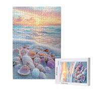 Puzzle 500 Pièces Coucher de Soleil Puzzle Plage,Puzzles Bois Adulte avec Boîte Cadeau,Loisirs Créatifs Adultes DIY Activite Manuelle,Cadeau Anniversaire Homme Femme,Décor Intérieure,52x38cm,p998t