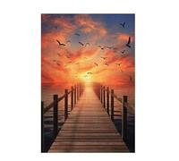 Puzzle 500 Pieces Coucher de Soleil Puzzle Pont 500 Pièces Grand Adultes Difficile Jigsaw en Bois avec Boîte Cadeau, DIY Challenge Impossible Créatif Jeu pour Adulte, Decoration Maison 52x38cm D-1642