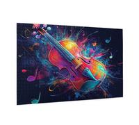 Puzzle 500 Pièces Couleur Puzzle Adultes Guitare Motif avec avec Boîte Cadeau, DIY Wooden Puzzl Enjoy Activités de défi Familial pour Tableau Decoration Murale, Cadeau Homme/Femme 52 x 38 cm -1174Y