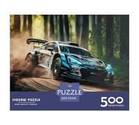 Puzzle 500 pièces : Course de Voitures de Rallye en forêt, Puzzle carré créatif pour Adultes, Jeu Stimulant en Bois, 500 pièces (52 x 38 cm)