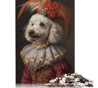 Puzzle 500 pièces de chien de caniche Renaissance - Puzzle carré créatif pour adultes et en bois - Jouet intellectuel - 500 pièces (52 x 38 cm)
