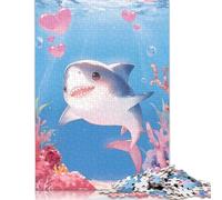 Puzzle 500 pièces de Requins Mignons Vivants sous l'eau pour Adultes, Cadeaux de Noël, Jeu éducatif, Jouet de défi, 500 pièces (52 x 38 cm)