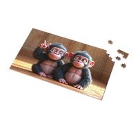Puzzle 500 pièces - Deux singes mignons faisant des signes de paix - Puzzle de 500 pièces (300 pièces)