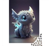 Puzzle 500 pièces Dragon Blanc Mignon 9 Puzzles pour Adultes Puzzles en Bois Décoration d'Intérieur Puzzle Jouets 500pcs (52x38cm)