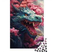 Puzzle 500 pièces Dragons psychédéliques colorés et Fleurs de Cerisier Japon Puzzles Adultes Difficulté Puzzles Éducation Jouets Jeux Famille Décoration 500pcs (52x38cm)