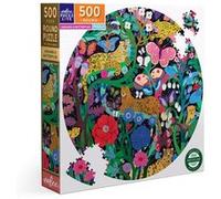 EEBOO - Jaguars And Butterflies - Puzzle Rond 500 Pièces En Carton - Puzzle Rond coloré 500 pièces - PZFJGB, Moyen