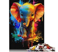 Puzzle 500 pièces éléphants colorés, Jeu éducatif, décoration familiale, pour Adultes, 500 pièces (52 x 38 cm)
