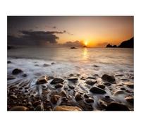 Puzzle 500 Pièces en Bois-Coucher de Soleil,Pierres,Galets,mer,Horizon 52x38cm
