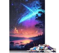 Puzzle 500 pièces en Bois pour Adultes, thème Pluie de comètes, Coucher de Soleil Nocturne, Jeu éducatif pour Enfants, Cadeau de Noël, 500 pièces (52 x 38 cm)