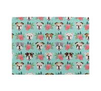 Puzzle 500 pièces en Bois pour Adultes, Visages de Bouledogue Anglais et Motifs Floraux Vintage